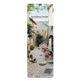 Tuscan yoga mat with carry strap, 24” x 70”, featuring an Italian-inspired design in earthy tones.