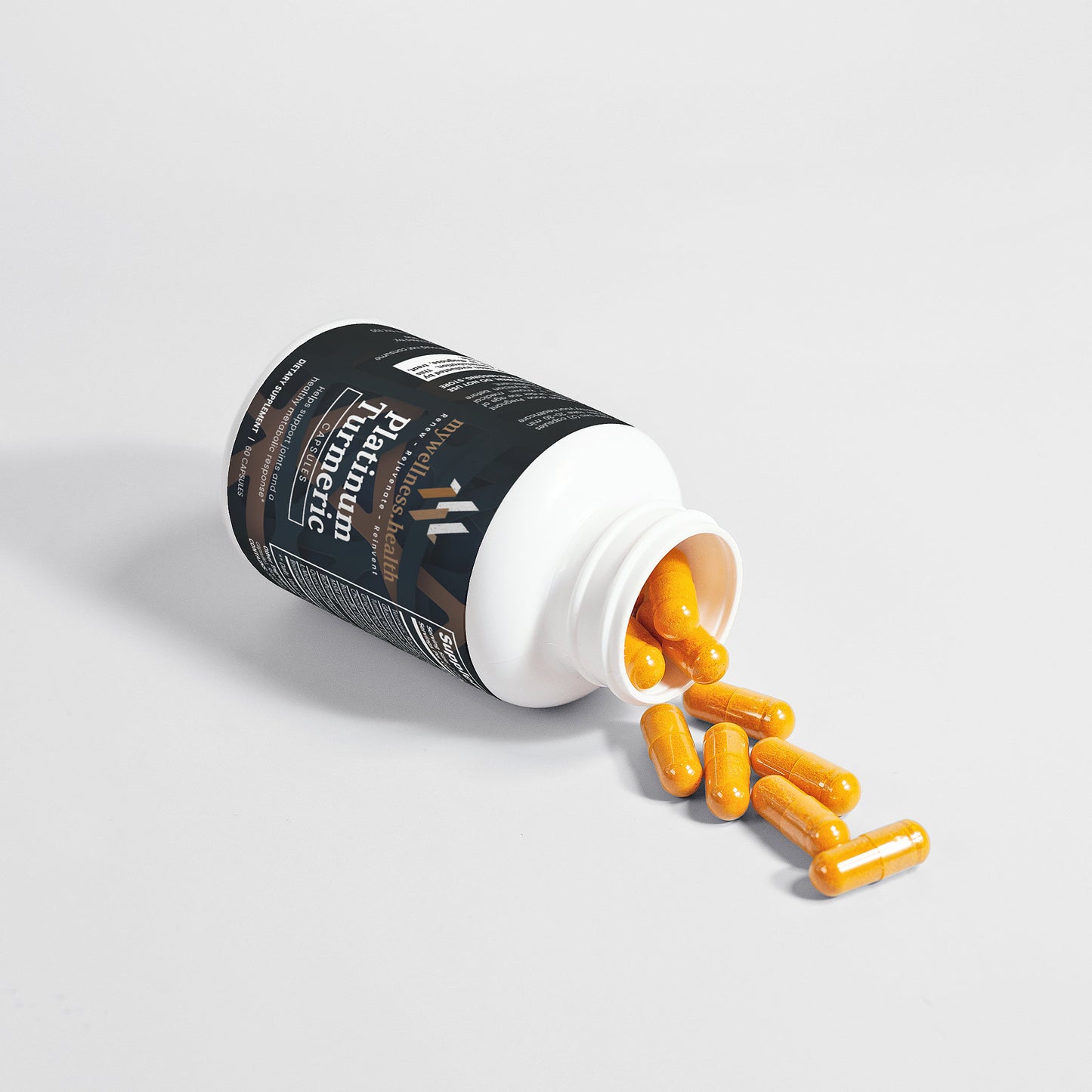 Platinum Turmeric natural extract bottle with black pepper extract and boswellia, by mywellness.health