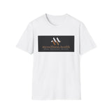 White 100% cotton t-shirt by mywellness.health, featuring reinforced comfort, available in sizes XS to M.