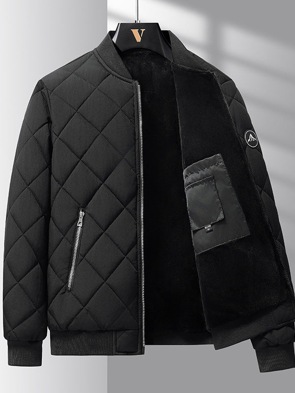 Khaki windproof quilted winter jacket, velvet lined, baseball bomber style by My Store