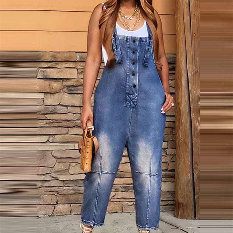 Women’s Casual Denim Suspender Overalls