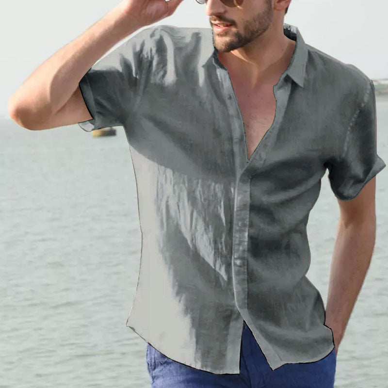 Men's Short Sleeve Button Down Shirt - Lightweight Summer Casual
