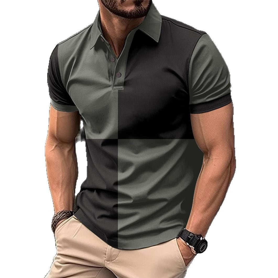 Bold Color-Block Cotton Polo Shirt - Contrast Stitching Design
