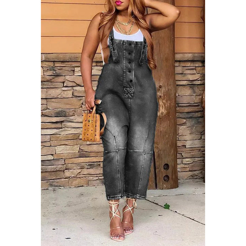 Women’s Casual Denim Suspender Overalls