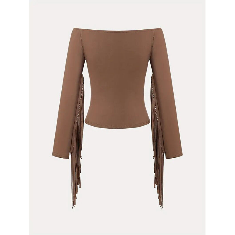 Women's Off-Shoulder Fringe Tassel Blouse