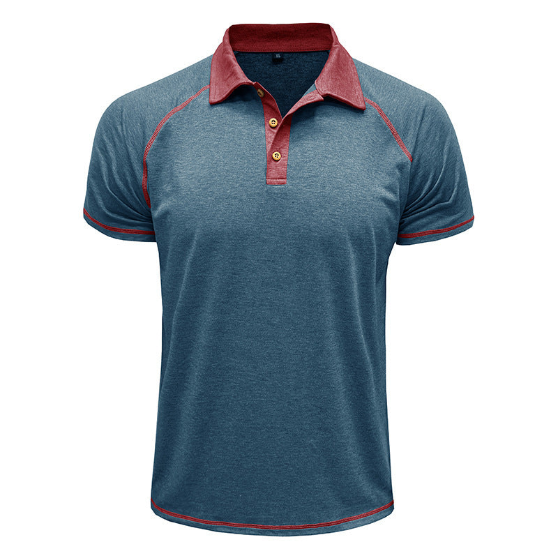 Khaki men's cotton blend polo shirt with contrast stitching, athletic fit, and button-down collar by My Store