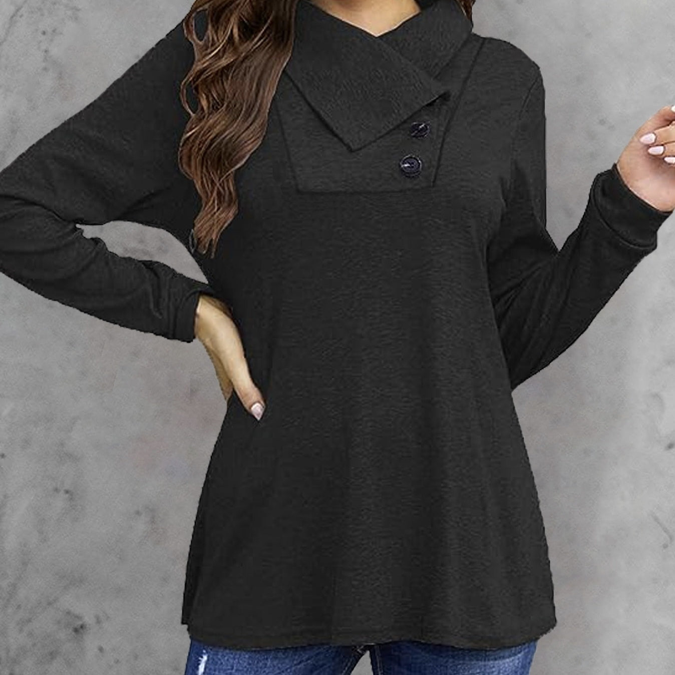 Women’s Hood Collar Button-Waist Top
