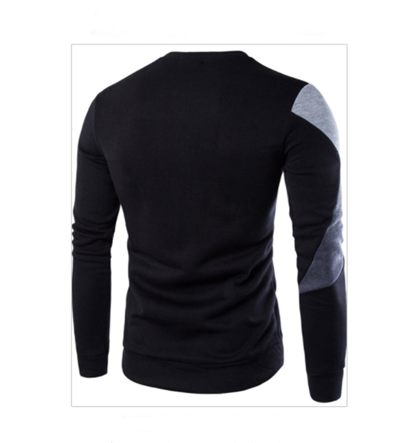Men's blue cotton colorblock sweatshirt with geometric patchwork design by My Store.