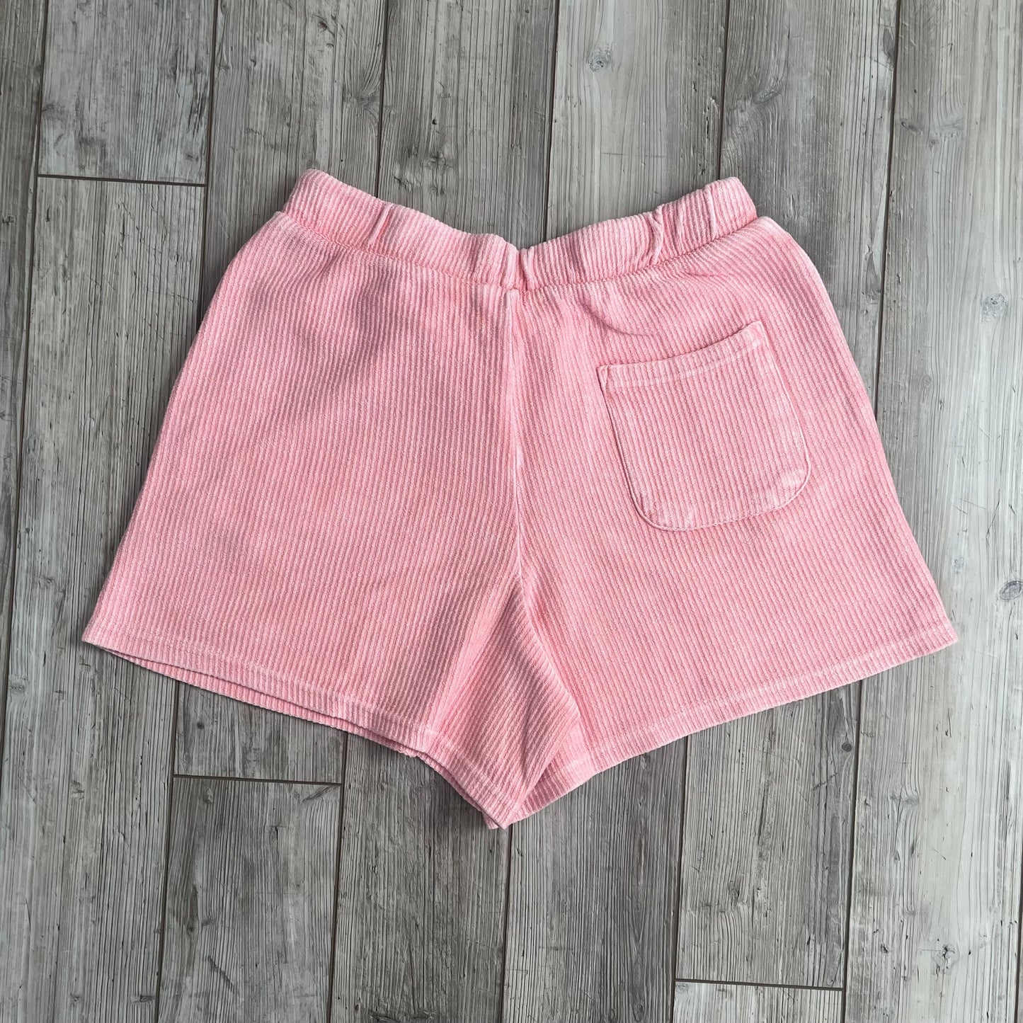 Blossom pink corded shorts by Ivy + Cloth, featuring a breezy and comfortable design, available in sizes S, M, L.