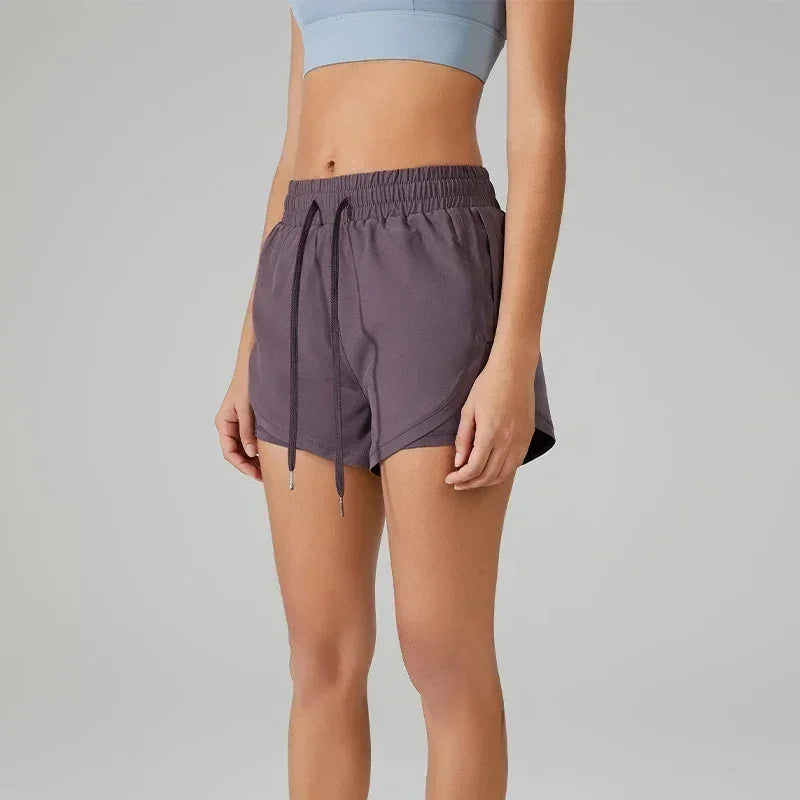 Pantalones cortos deportivos elásticos 2 en 1 para mujer, para correr, yoga, fitness y jogging