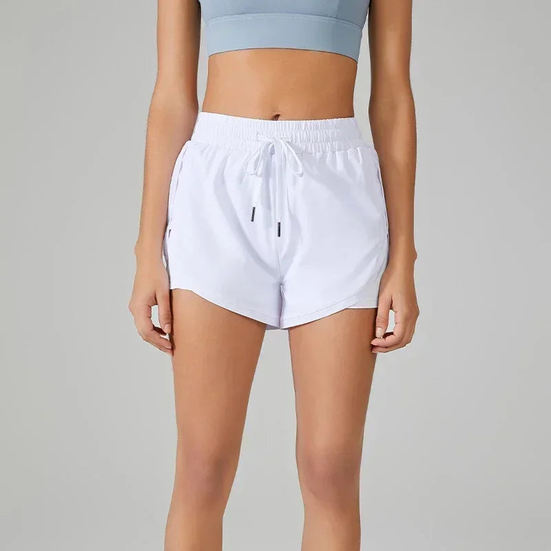 Pantalones cortos deportivos elásticos 2 en 1 para mujer, para correr, yoga, fitness y jogging