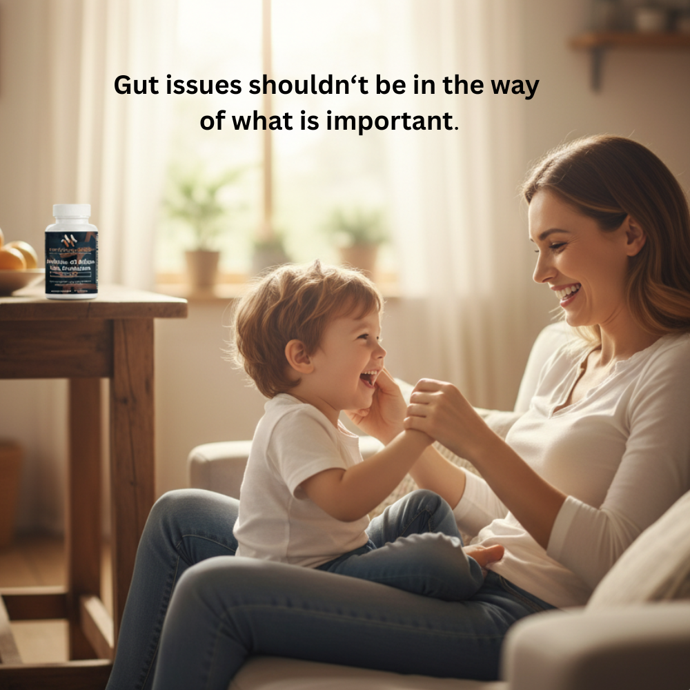 White bottle of mywellness.health Probiotic 40 Billion CFU with 60 capsules for natural digestive support