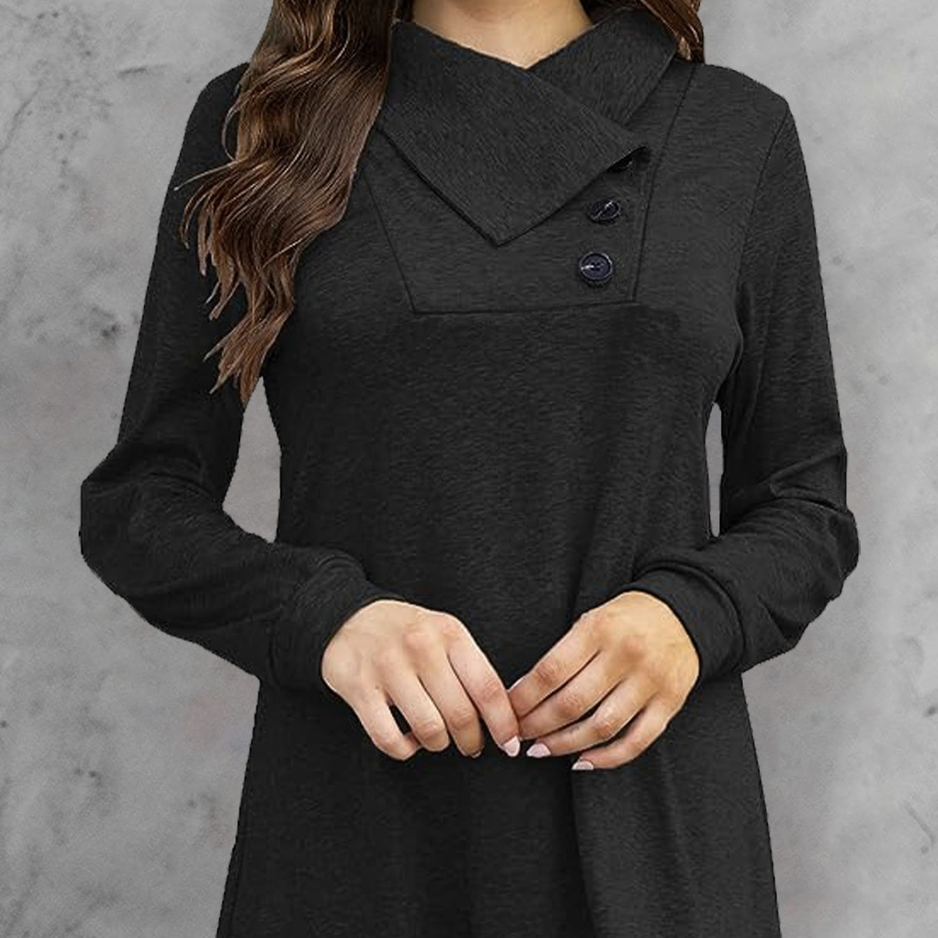 Women’s Hood Collar Button-Waist Top