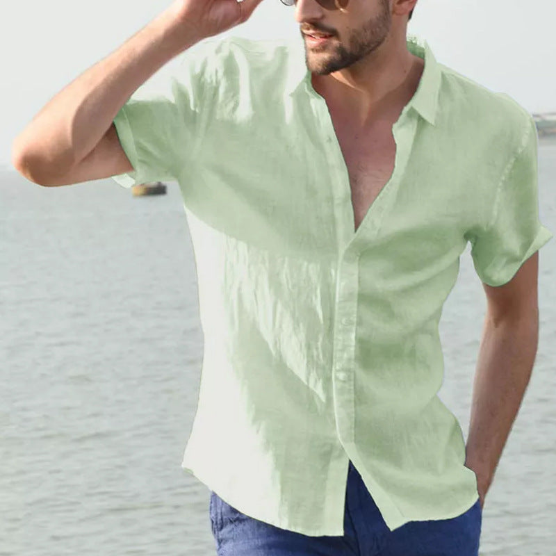 Men's Short Sleeve Button Down Shirt - Lightweight Summer Casual