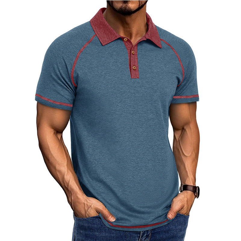 Khaki men's cotton blend polo shirt with contrast stitching, athletic fit, and button-down collar by My Store