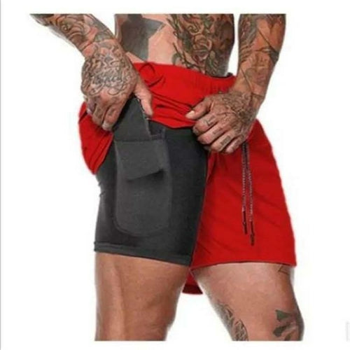 Herren 2 in 1 Laufshorts Jogging Fitnessstudios Fitness Training Schnelltrocknend