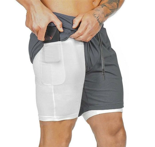 Herren 2 in 1 Laufshorts Jogging Fitnessstudios Fitness Training Schnelltrocknend