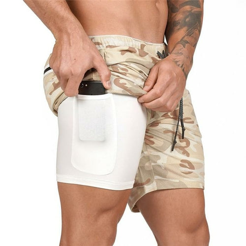 Herren 2 in 1 Laufshorts Jogging Fitnessstudios Fitness Training Schnelltrocknend