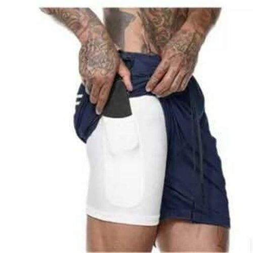 Herren 2 in 1 Laufshorts Jogging Fitnessstudios Fitness Training Schnelltrocknend