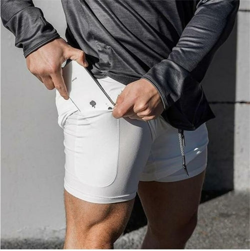Herren 2 in 1 Laufshorts Jogging Fitnessstudios Fitness Training Schnelltrocknend