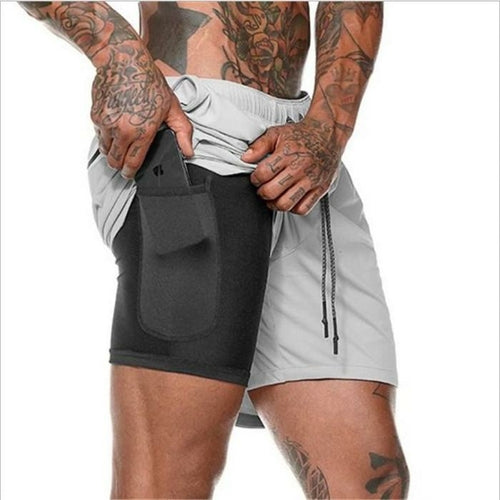 Herren 2 in 1 Laufshorts Jogging Fitnessstudios Fitness Training Schnelltrocknend