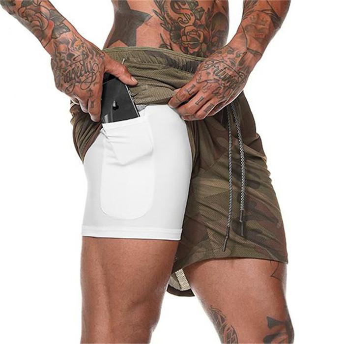 Herren 2 in 1 Laufshorts Jogging Fitnessstudios Fitness Training Schnelltrocknend