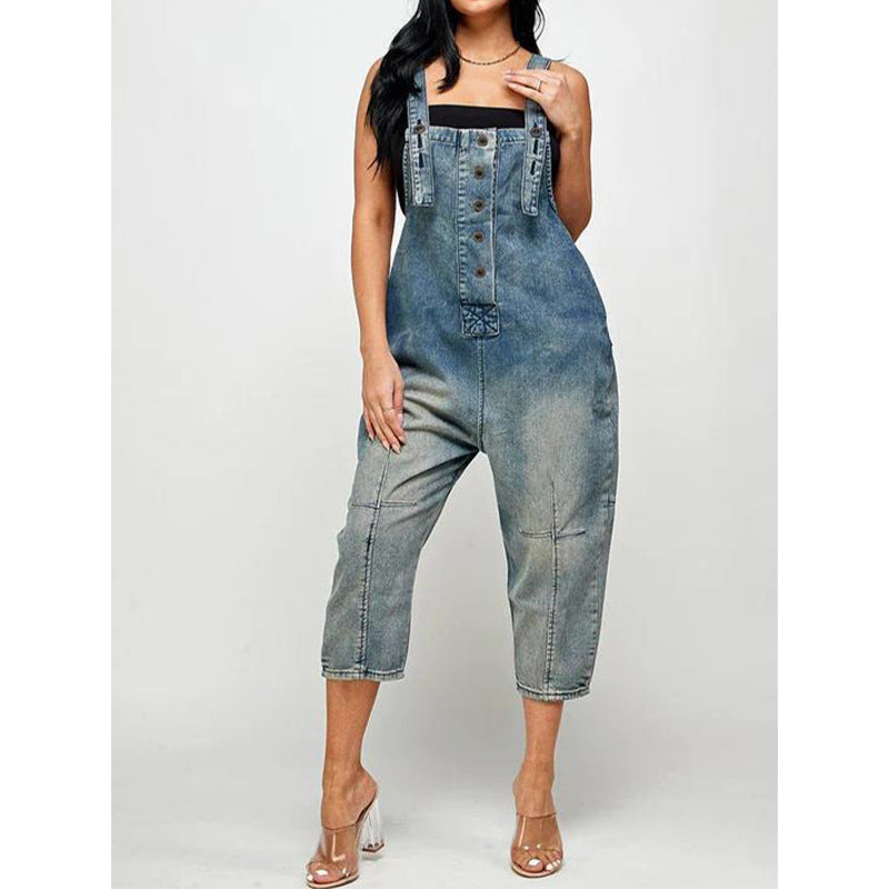 Women’s Casual Denim Suspender Overalls