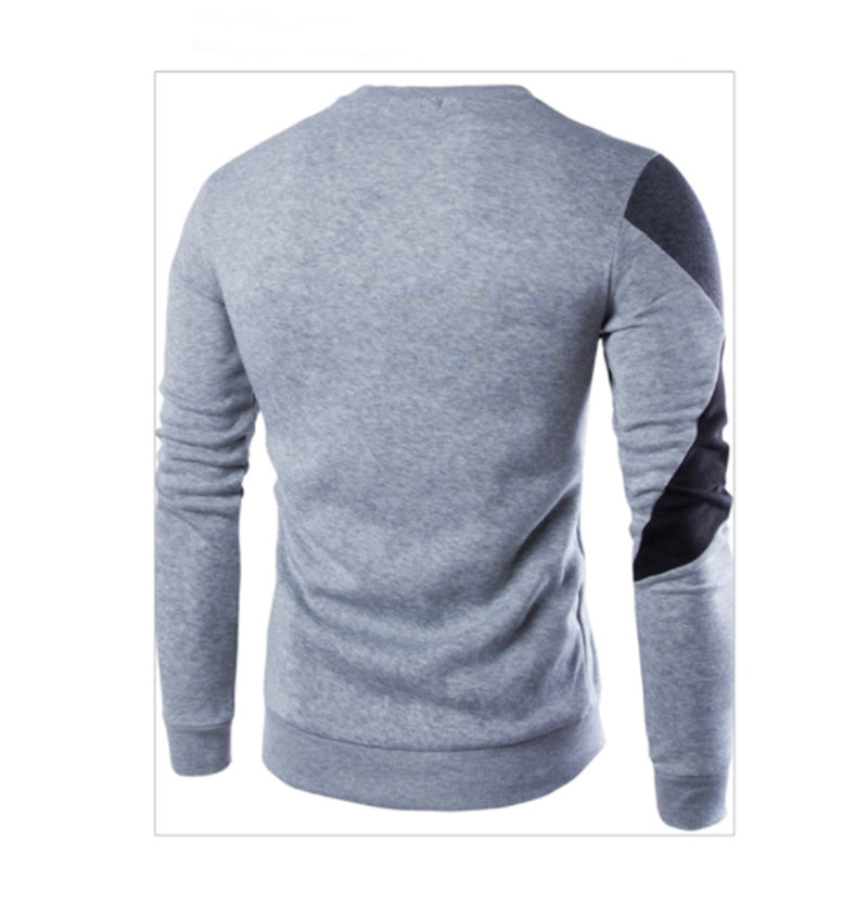 Men's blue cotton colorblock sweatshirt with geometric patchwork design by My Store