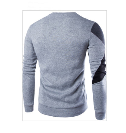 Men's blue cotton colorblock sweatshirt with geometric patchwork design by My Store