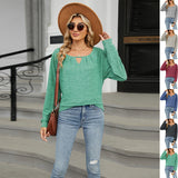 Green cotton cashmere pullover with soft keyhole neckline and long sleeves by Alabaster