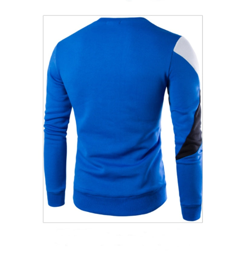 Men's blue cotton colorblock sweatshirt with geometric patchwork design by My Store