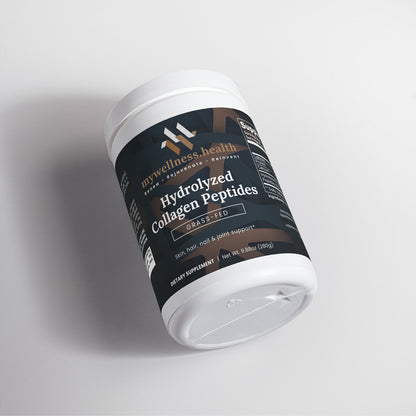 Natural bovine hydrolyzed collagen peptides powder in a 280g container by mywellness.health