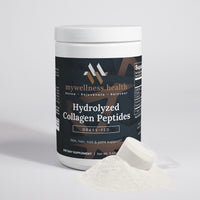 Natural bovine hydrolyzed collagen peptides powder in a 280g container by mywellness.health