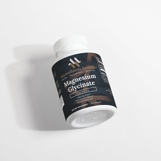 Pure Magnesium Glycinate 2500mg capsules for sleep and muscle support by mywellness.health