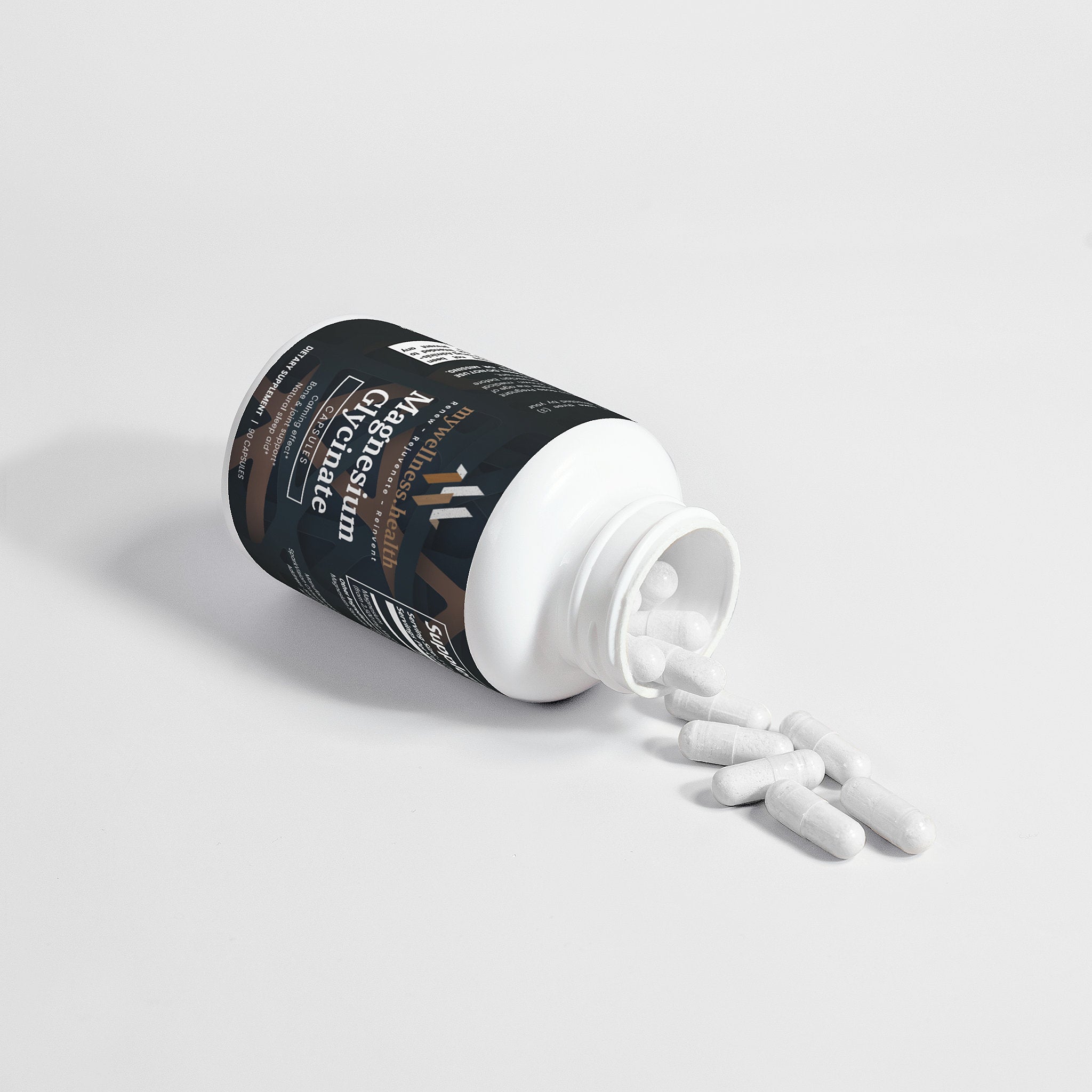 Pure Magnesium Glycinate 2500mg capsules for sleep support by mywellness.health, allergen-free and additive-free.