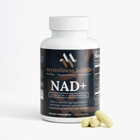 NAD+ specialty supplement bottle by mywellness.health for anti-aging and cellular health