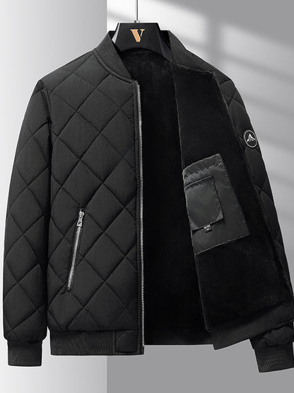 Khaki windproof quilted winter jacket, velvet lined, baseball bomber style by My Store