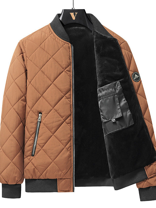 Khaki windproof quilted winter jacket, velvet lined, baseball bomber style, by My Store