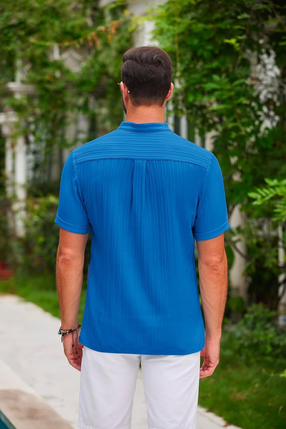 Summer Stand Collar Stripe Polo Shirt