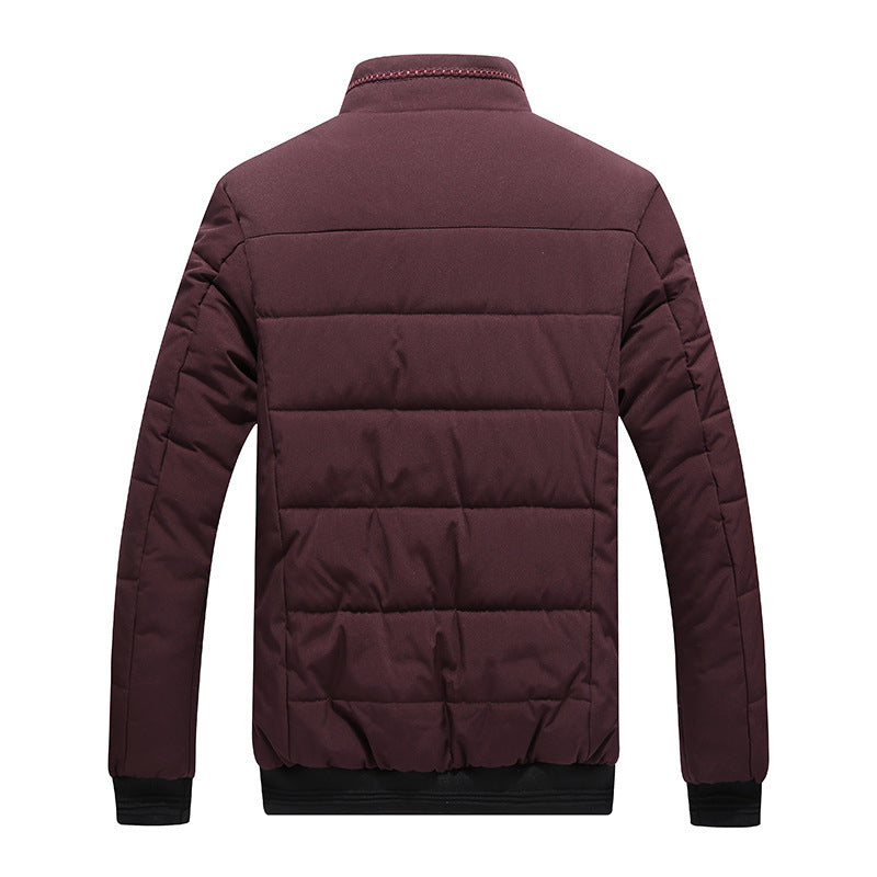 Black fleece-lined puffer jacket for men, cotton padded, casual cardigan style, available in sizes M, L, XL by My Store