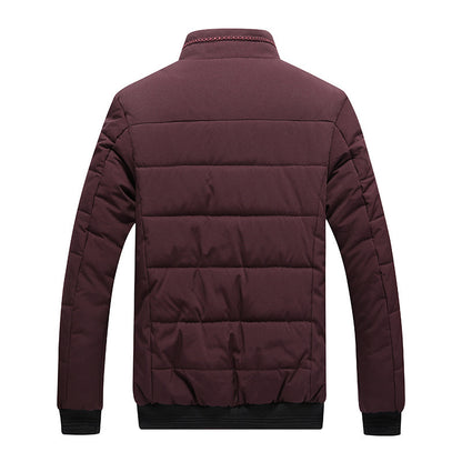 Black fleece-lined puffer jacket for men, cotton padded, casual cardigan style, available in sizes M, L, XL by My Store