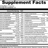 Green bottle of mywellness.health Complete Daily Multivitamin with allergen-free labels and antioxidant-blend details