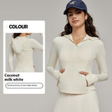 Alabaster Ice Cool Sun Protection Hoodie in Coconut Milk White, slim fit, breathable fabric, UPF zip-up design