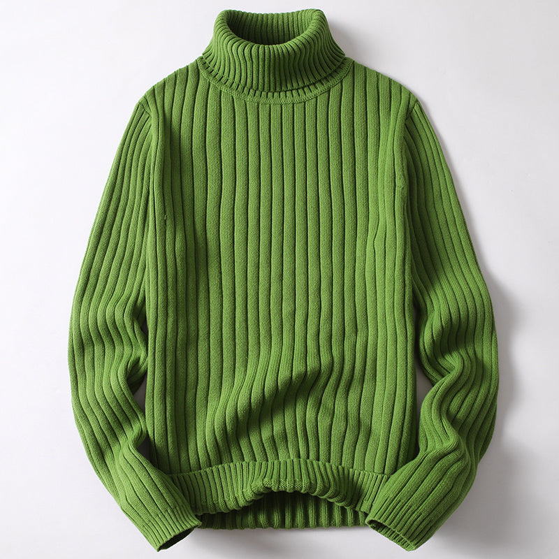 Blue ribbed turtleneck sweater in slim fit, perfect for casual autumn wear by My Store.