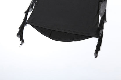 Black elegant suspender dress by Alabaster, curve-hugging design perfect for cocktail parties and date nights.
