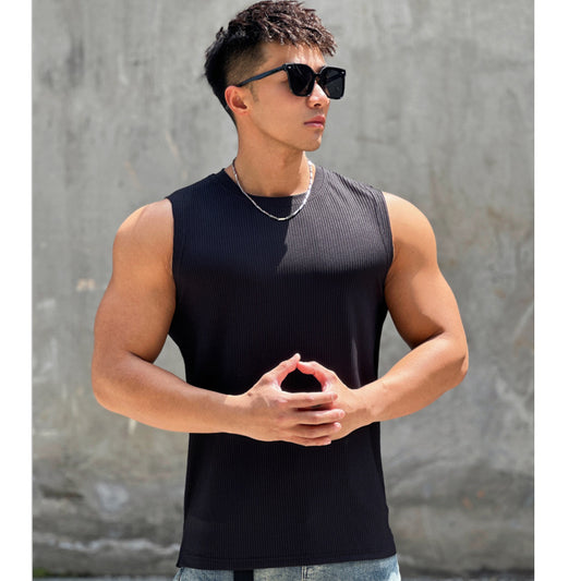 Black lightweight polyester sleeveless training vest by My Store, ideal for activewear and basketball.