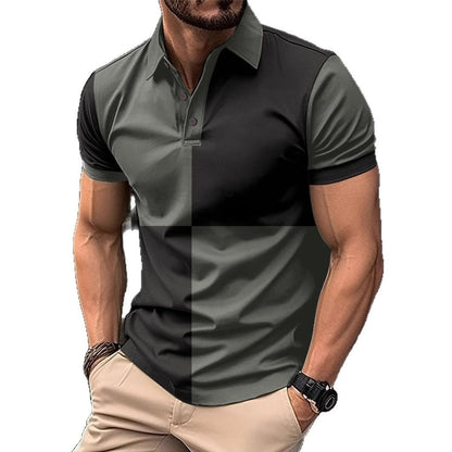 Bold Color-Block Cotton Polo Shirt - Contrast Stitching Design