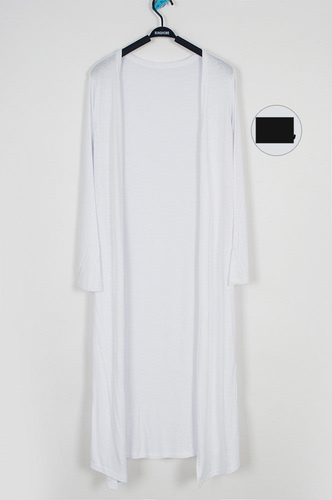 Lightweight black modal drape cardigan with open front and long sleeves by Alabaster