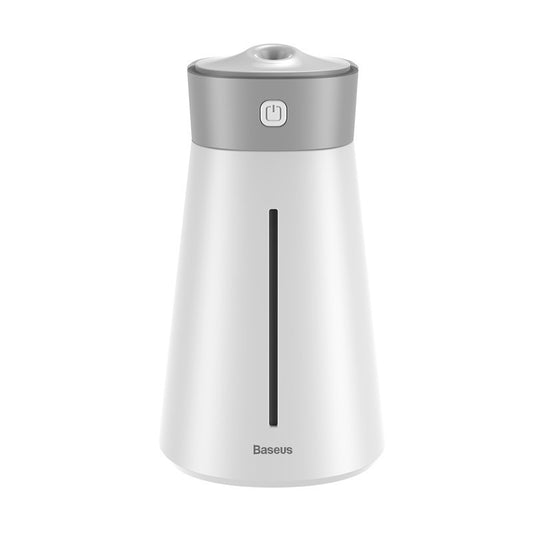 Baseus white USB humidifier with 2.6L capacity, quiet operation at 36dB, and sleek desktop design.