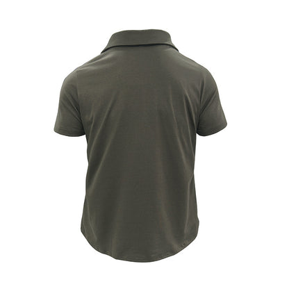 Summer Lapel Button Polo Shirt with Pockets